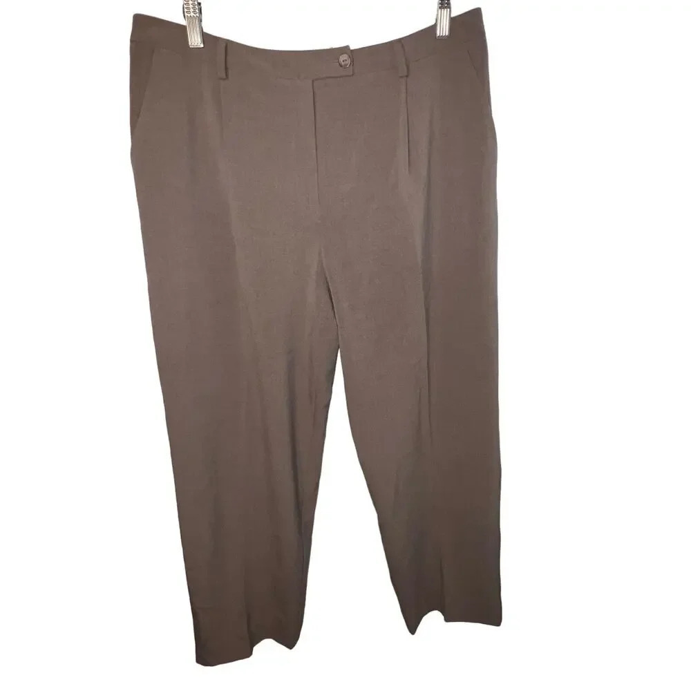 Evan Picone, 14 Stretch single‎ pleated pocketed lined office career taupe tan